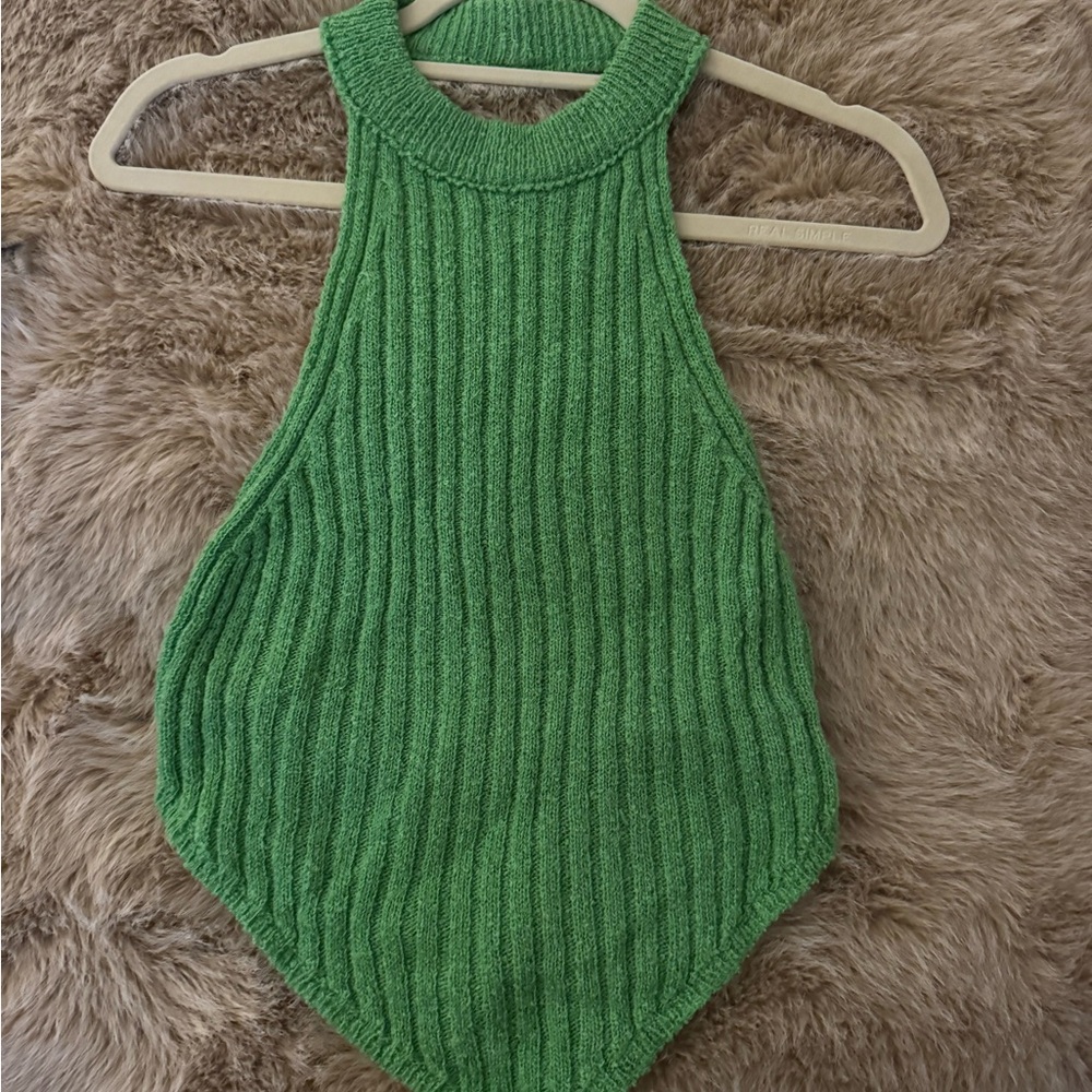 ASOS Green Ribbed Knit Crop Top